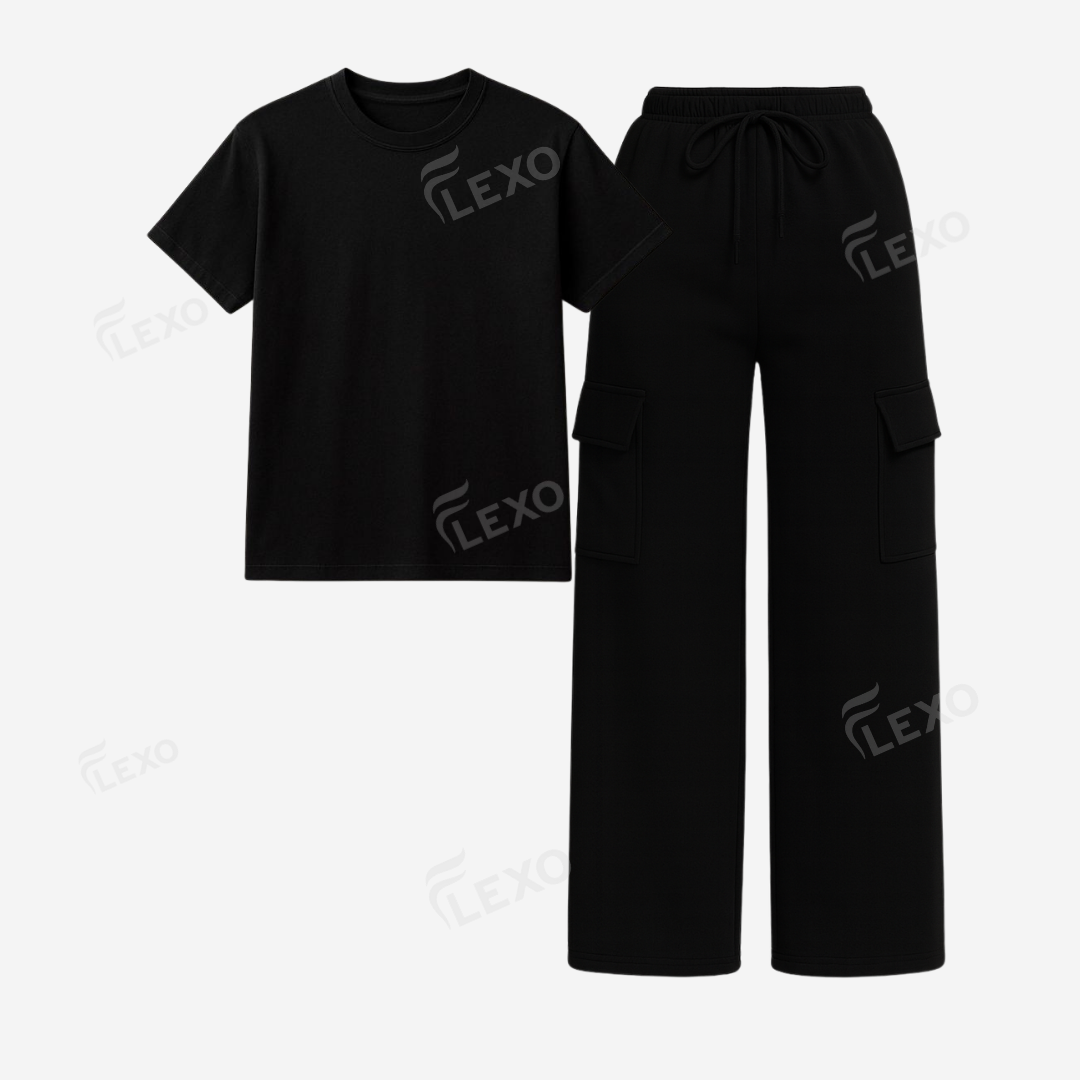 Black Cargo With Regular T-Shirt