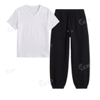Black Sweatpant With V-Neck T-Shirt