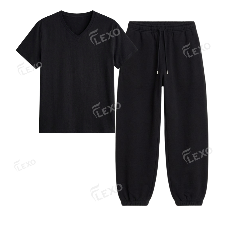 Black Sweatpant With V-Neck T-Shirt Secondary image