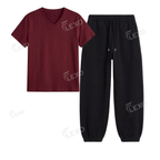 Black Sweatpant With V-Neck T-Shirt