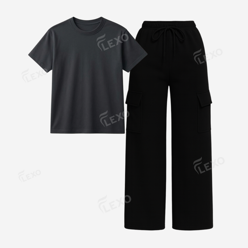 Black Cargo With Regular T-Shirt