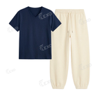 Cream Sweatpant With V-Neck T-Shirt