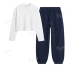 Navyblue Sweatpant With Crop Full Sleeves T-Shirt
