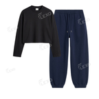 Navyblue Sweatpant With Crop Full Sleeves T-Shirt