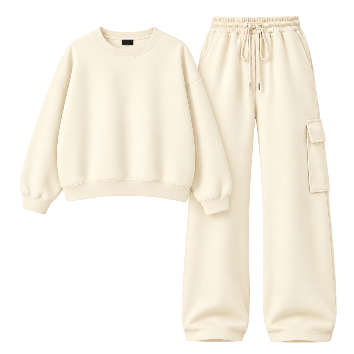 Cream Straight Leg Cargo With Oversized Sweatshirt Main image