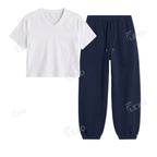 Navyblue Sweatpant With Crop V-Neck T-Shirt