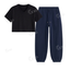 Navyblue Sweatpant With Crop V-Neck T-Shirt