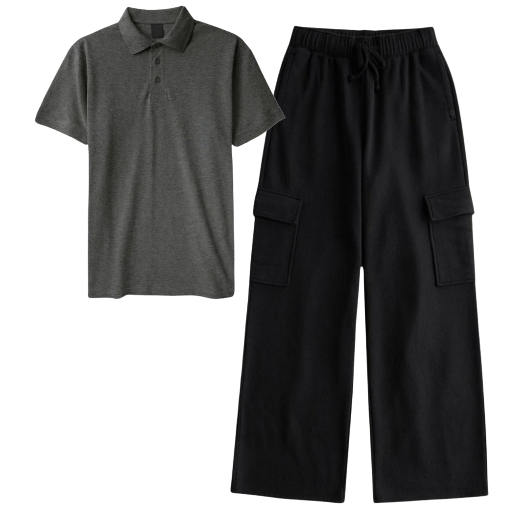 Charcoal Grey Polo with Cargo