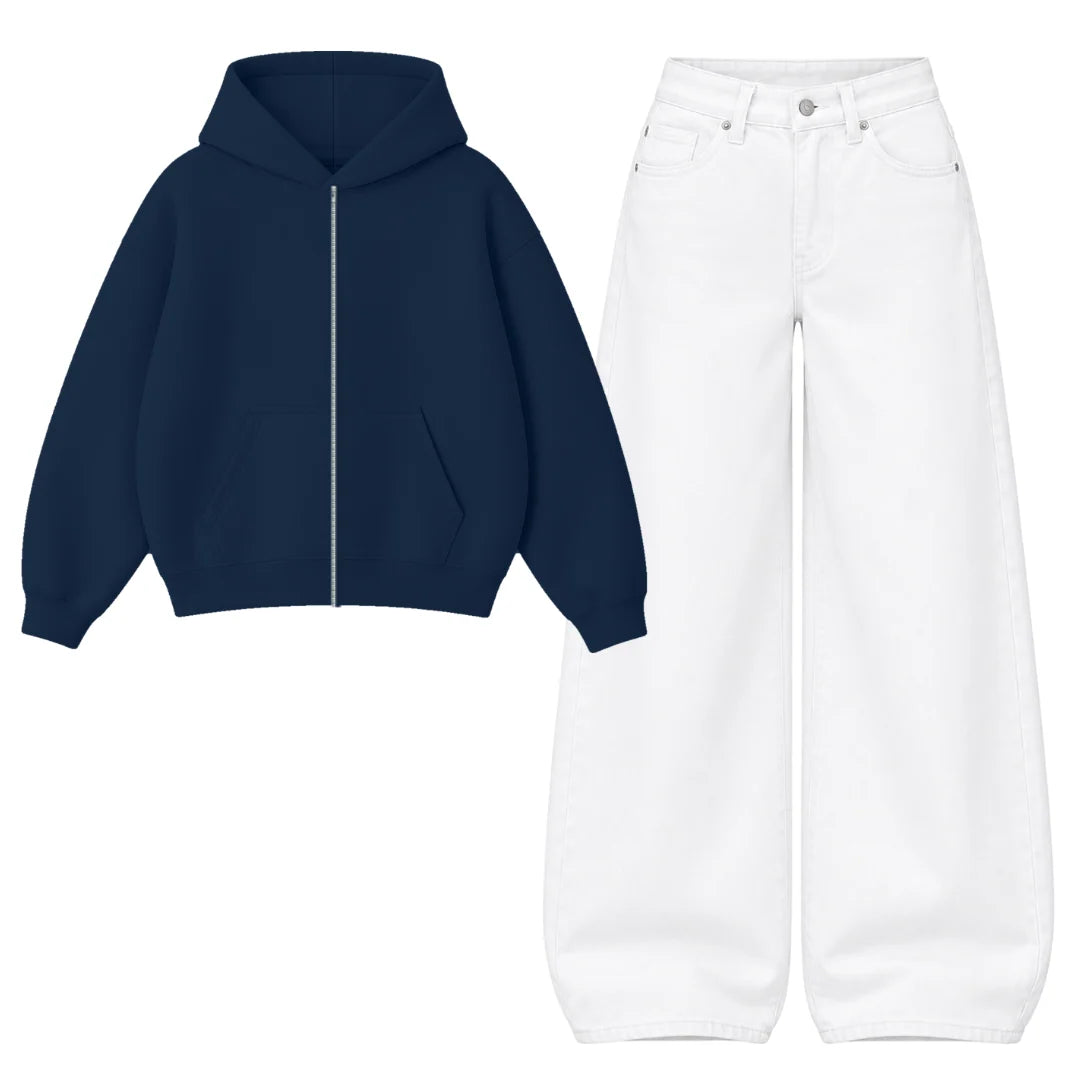 Baggy Jeans With Oversized Zipper