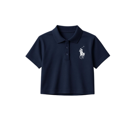 Crop Polo With Polo Print