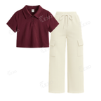 Cream Cargo With Crop Polo