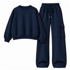 Navyblue Straight Leg Cargo With Oversized Sweatshirt