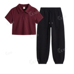 Black Sweatpant With Crop Polo