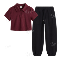 Black Sweatpant With Crop Polo