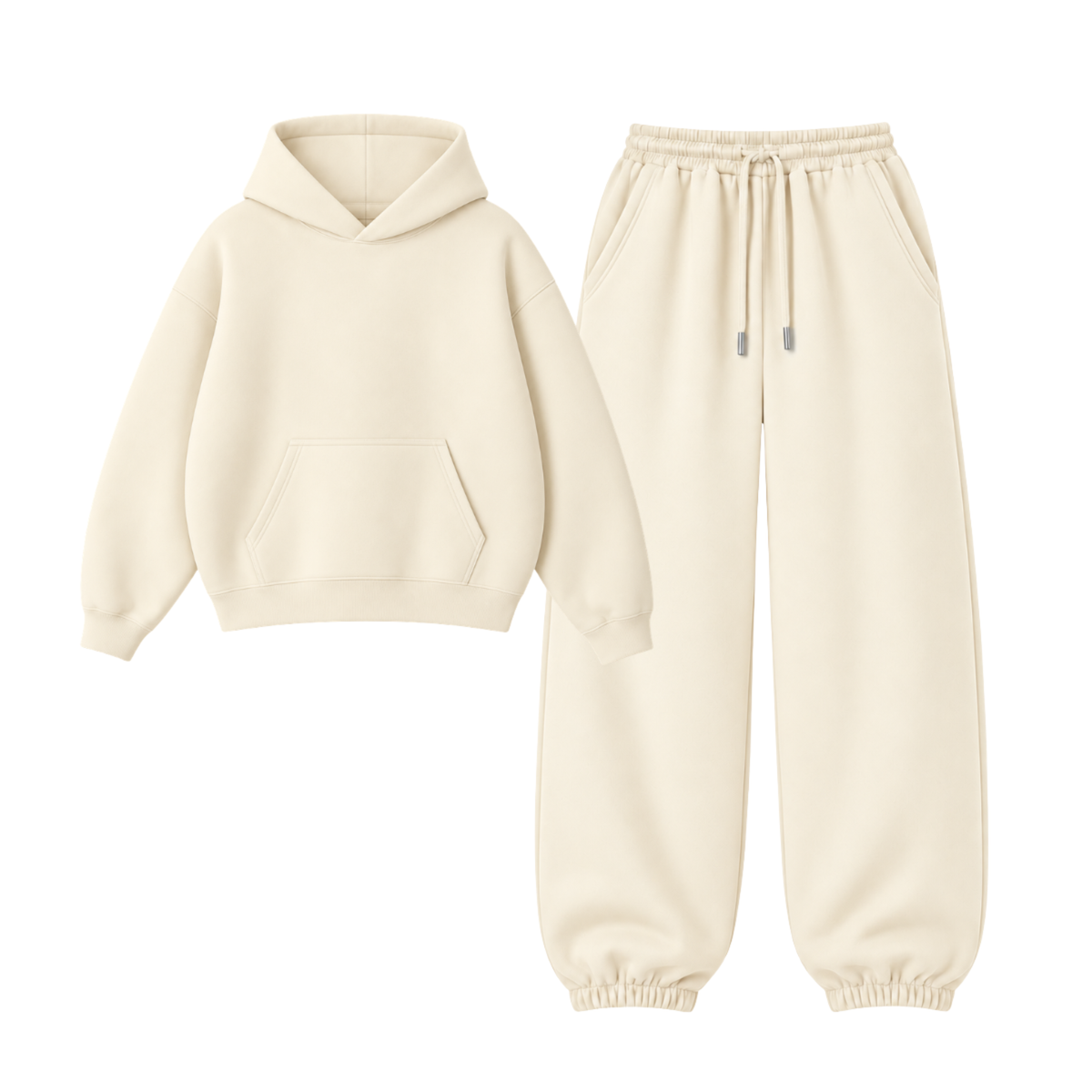 Cream Oversized Sweatpant With Oversized Hoodie