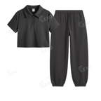 Charcoalgrey Sweatpant With Crop Polo