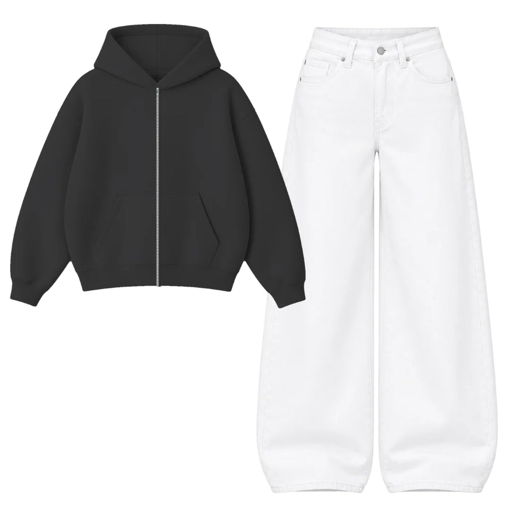 Baggy Jeans With Oversized Zipper