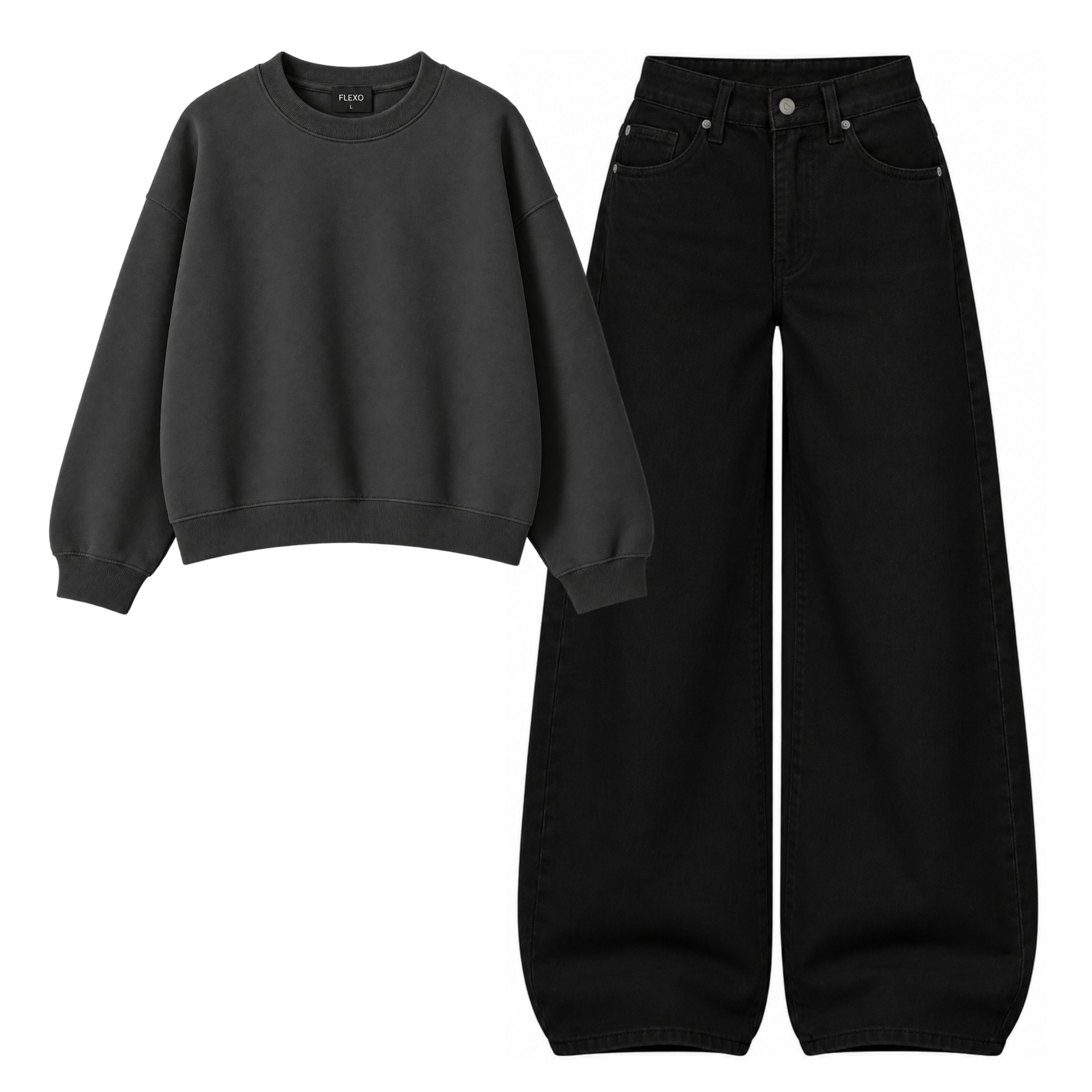 Black Baggy Jeans With Oversized Sweatshirt Secondary image