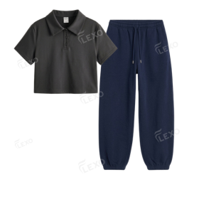 Navyblue Sweatpant With Crop Polo