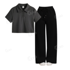 Black Flapper With Crop Polo