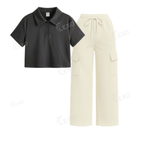 Cream Cargo With Crop Polo