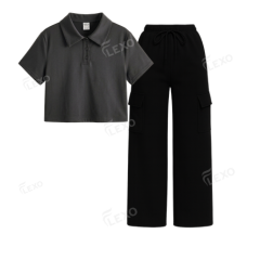Black Cargo With Crop Polo