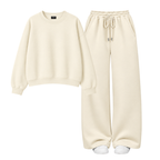 Cream Straight Leg Trouser With Oversized Sweatshirt