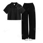 Black Flapper With Crop Polo