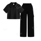 Black Cargo With Crop Polo