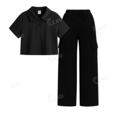 Black Cargo With Crop Polo