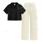 Cream Cargo With Crop Polo