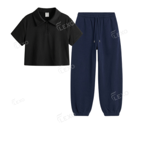 Navyblue Sweatpant With Crop Polo