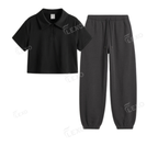 Charcoalgrey Sweatpant With Crop Polo