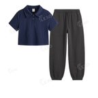 Charcoalgrey Sweatpant With Crop Polo