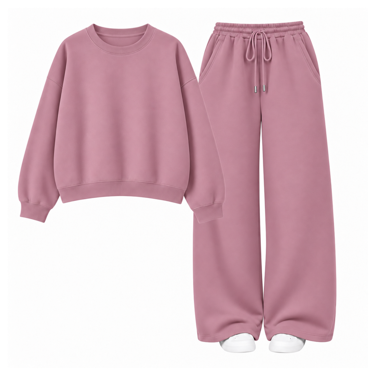 Mauve Straight Leg Trouser With Oversized Sweatshirt