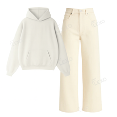 Beige Baggy Jeans With Oversized Hoodie