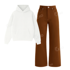 Brown Baggy Jeans With Oversized Hoodie