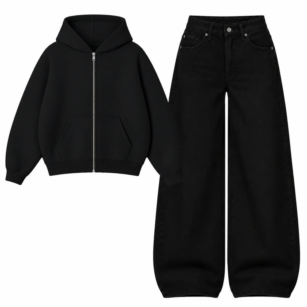 Baggy Jeans With Oversized Zipper