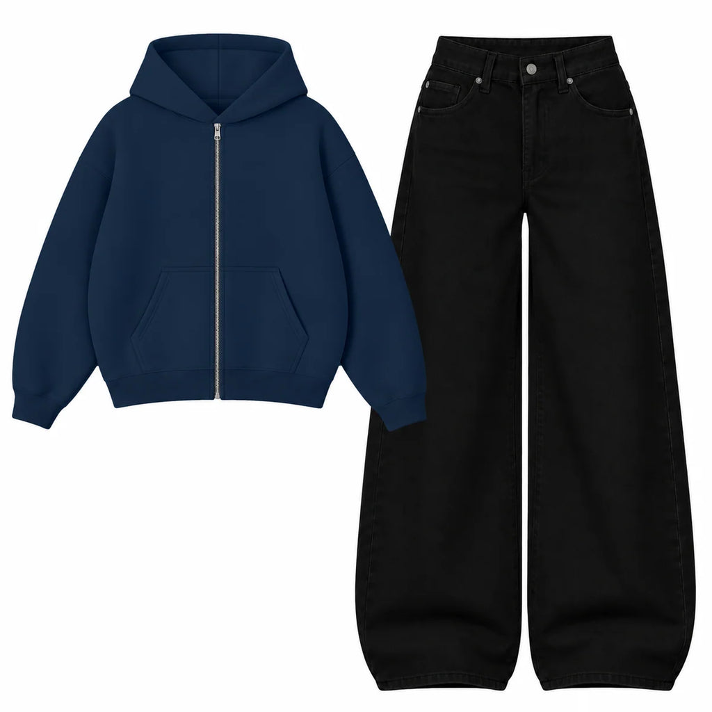 Baggy Jeans With Oversized Zipper