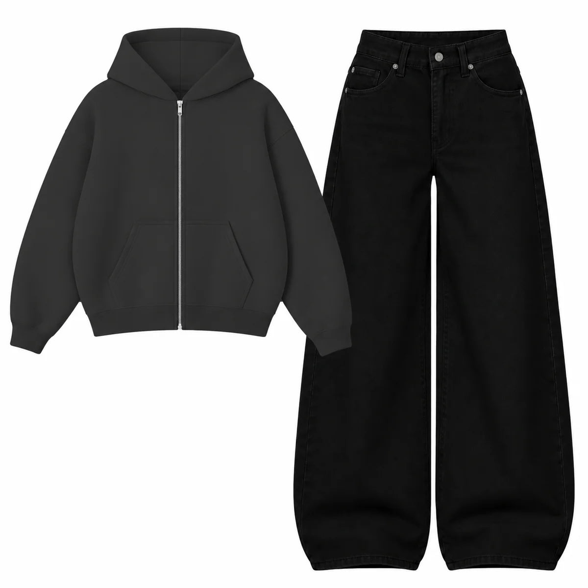 Baggy Jeans With Oversized Zipper