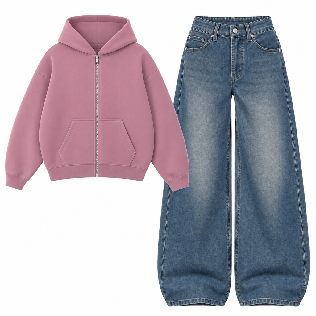 Navyblue Vintage Baggy Jeans With Oversized Zipper