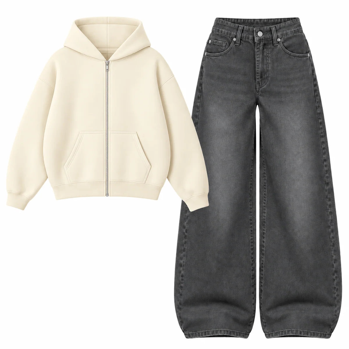 Baggy Jeans With Oversized Zipper