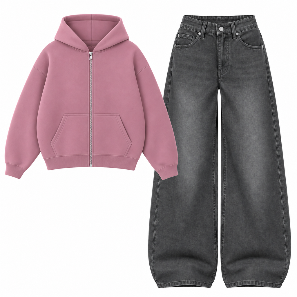 Black Vintage Baggy Jeans With Oversized Zipper