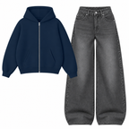 Black Vintage Baggy Jeans With Oversized Zipper