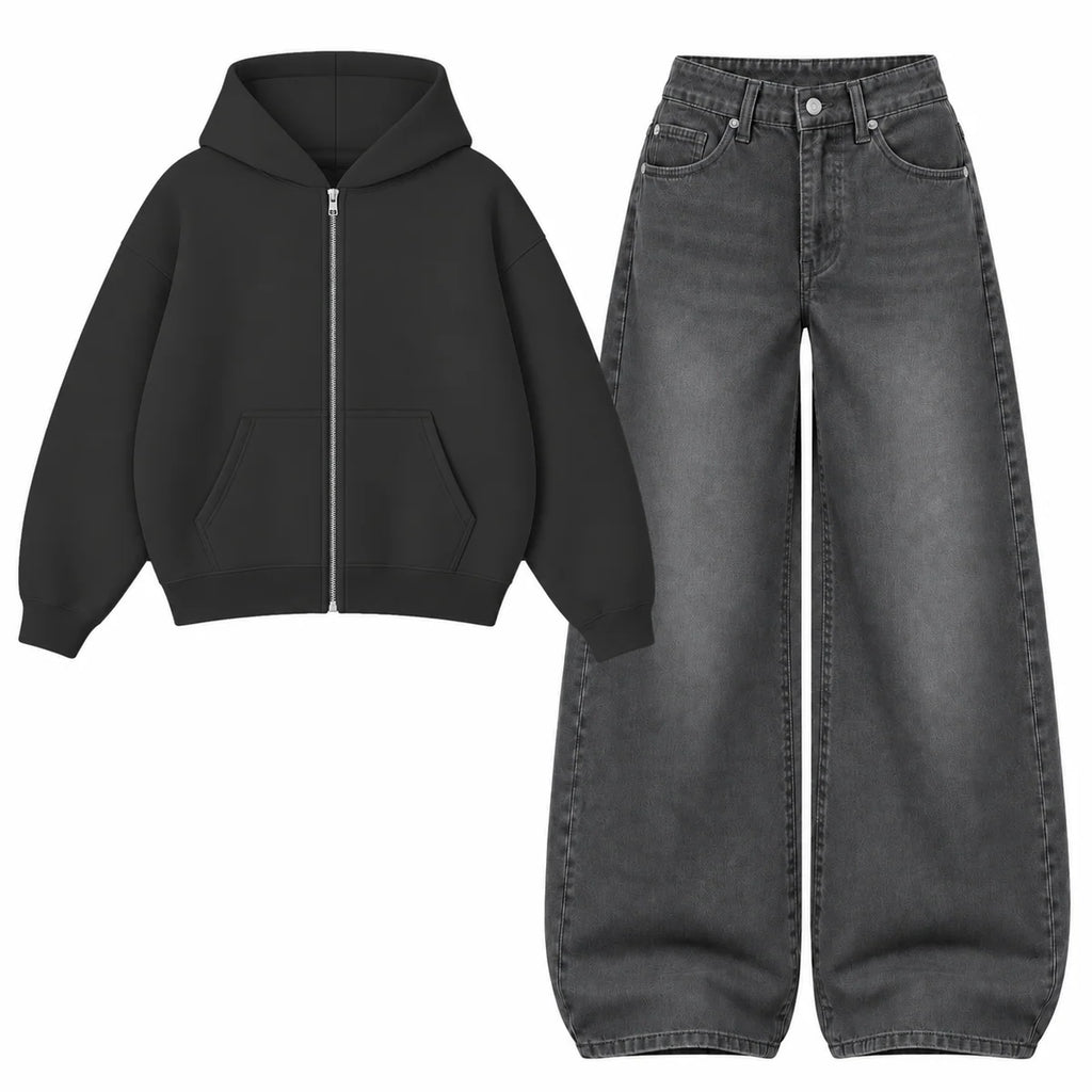 Baggy Jeans With Oversized Zipper