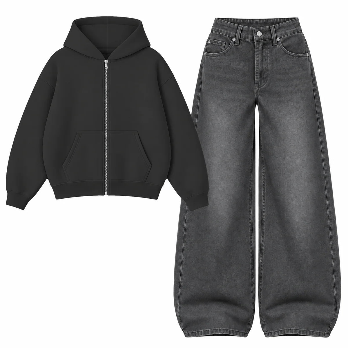 Baggy Jeans With Oversized Zipper Main image