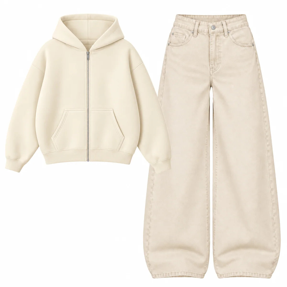 Baggy Jeans With Oversized Zipper