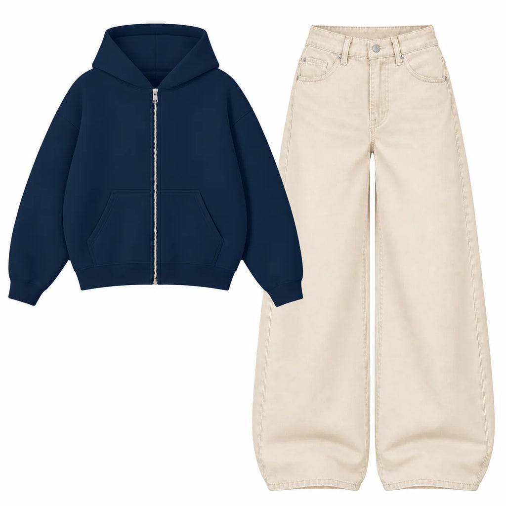 Baggy Jeans With Oversized Zipper