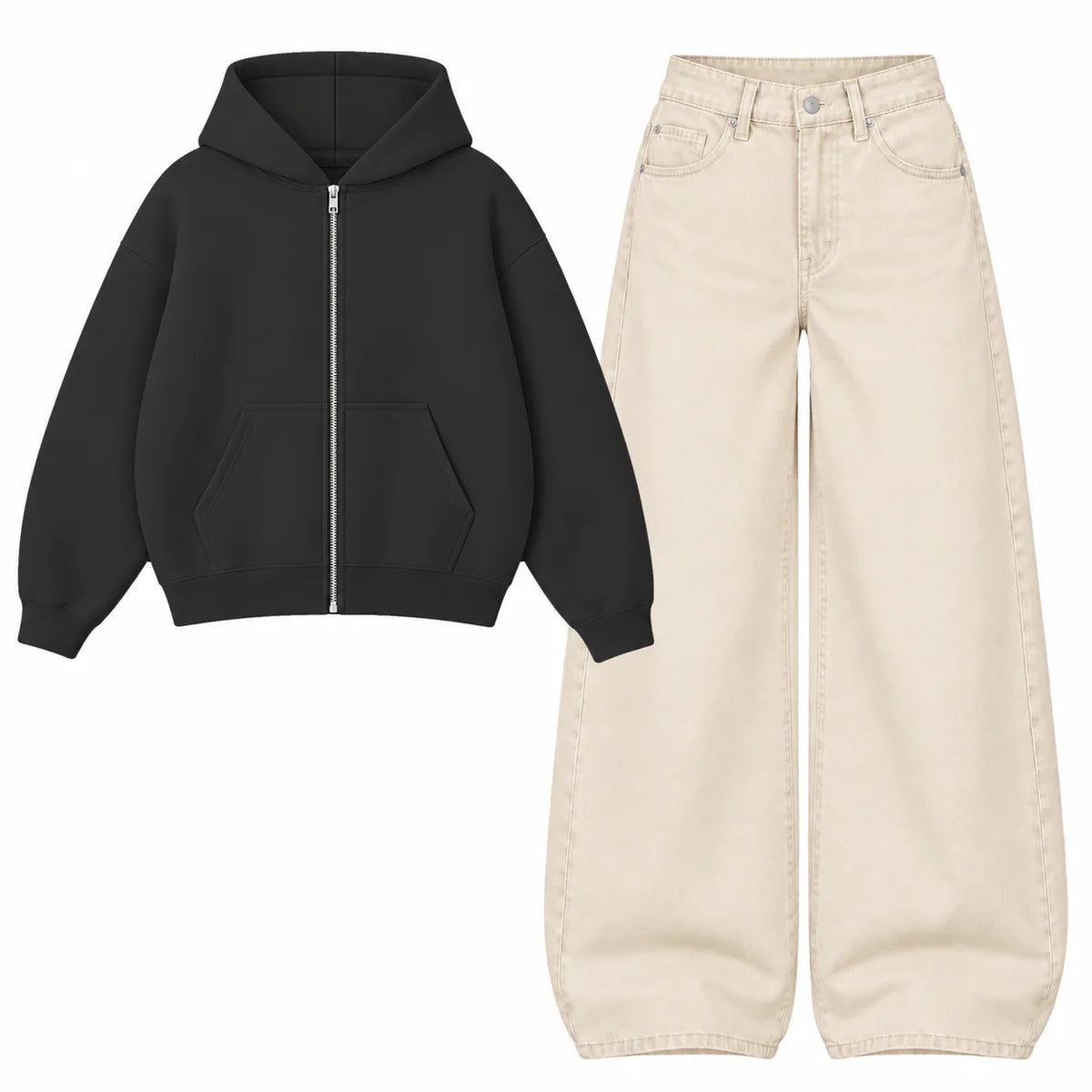 Baggy Jeans With Oversized Zipper