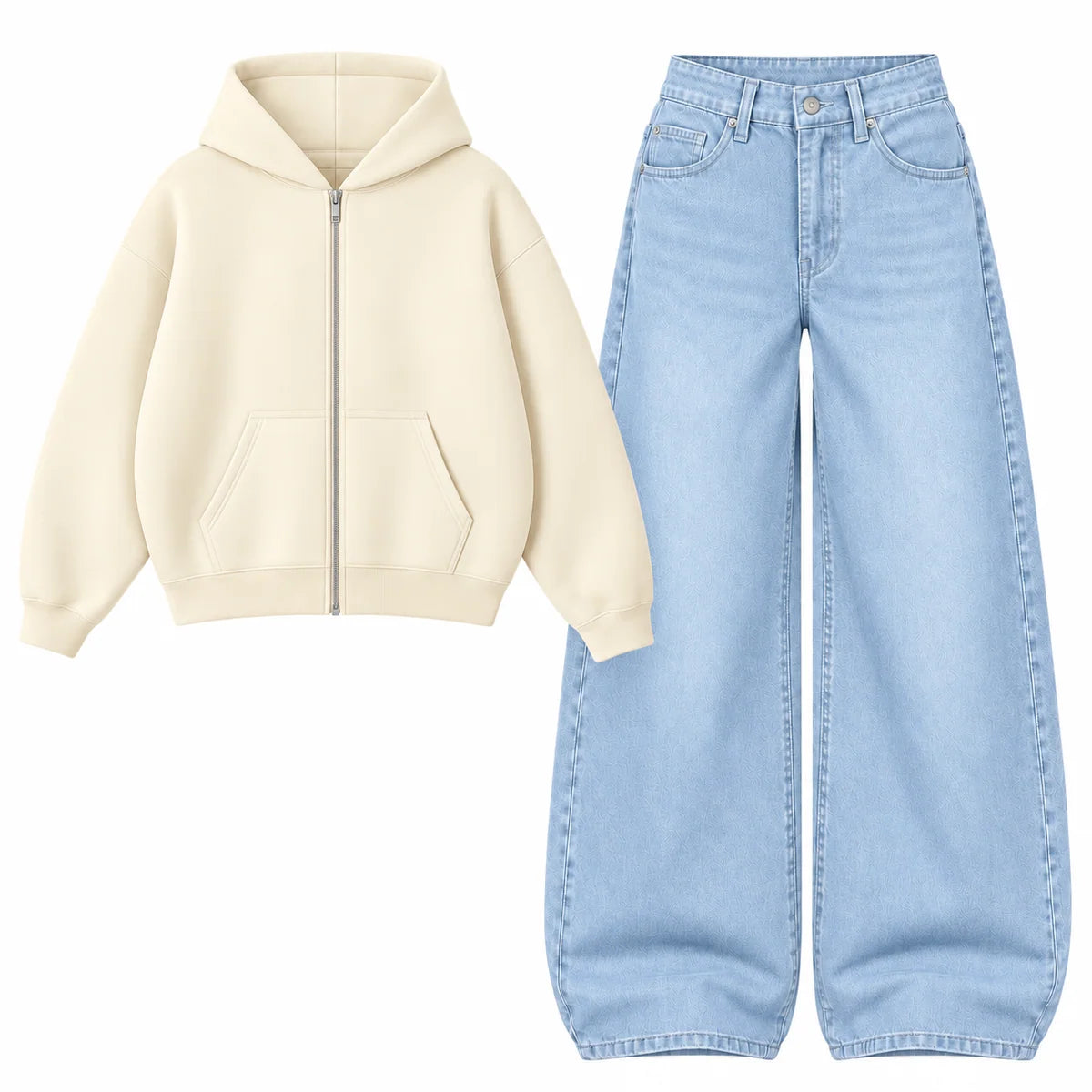 Baggy Jeans With Oversized Zipper